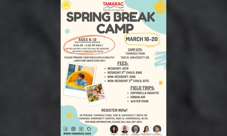 Parents looking for a fun and safe place for their kids to go during Spring Break can send them to the Spring Break Camp at Tamarac Park