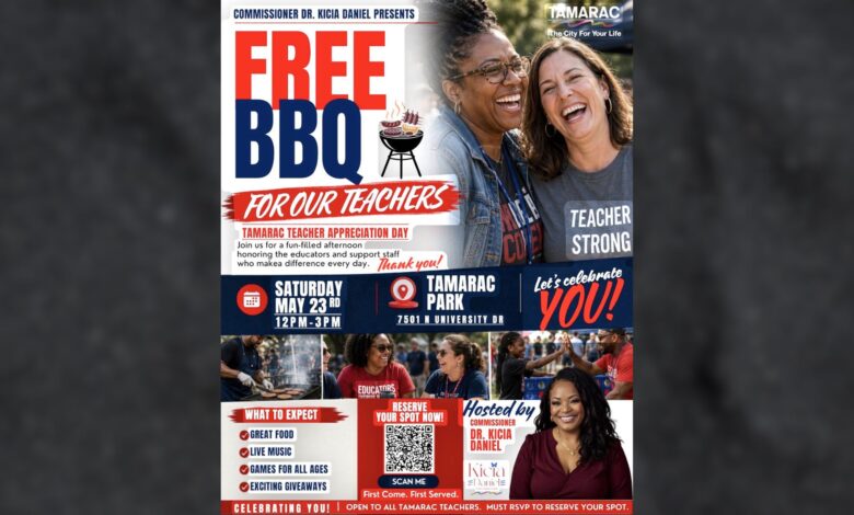 Tamarac teachers and school support staff are being invited to step away from the classroom for an afternoon built around food, music and appreciation.