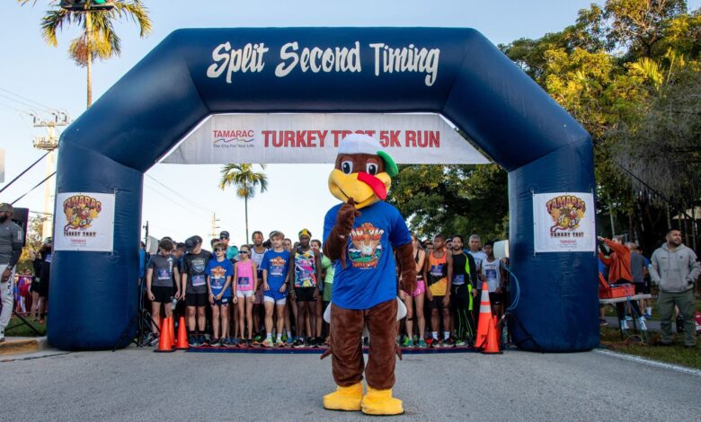 The city’s long-running tradition returns Thursday, Nov. 26, when the 46th Annual Tamarac Turkey Trot 5K starts at 7:30 a.m. outside Tamarac City Hall, 7525 NW 88th Ave. The USATF-certified course is described as flat and fast, taking runners through several turns before finishing back at City Hall.