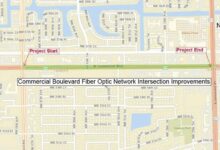 The project covers Commercial Boulevard between Pine Island Road and University Drive, extending through parts of Tamarac and Lauderhill. While most drivers may never see the communications equipment once it is installed, the new network is designed to strengthen the connection between traffic signals and the county system that manages them.